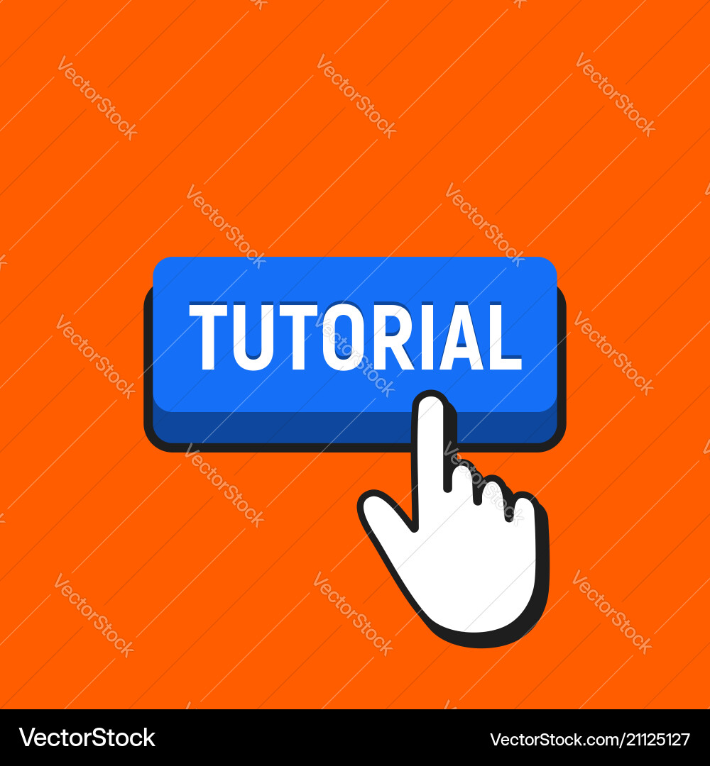 Hand mouse cursor clicks the tutorial button vector image