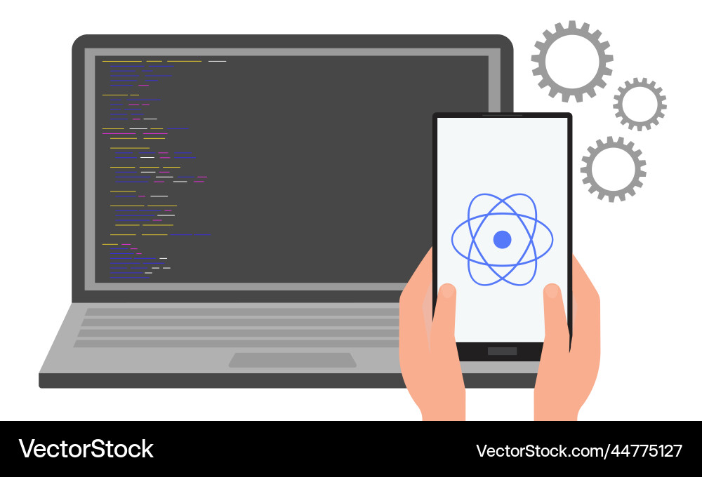 React native creation of cross-platform programs Vector Image