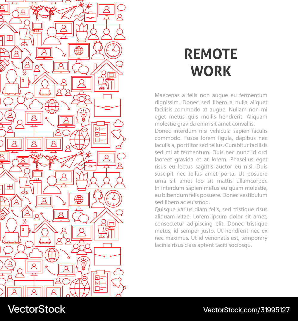 Remote Work Line Pattern Vector Image