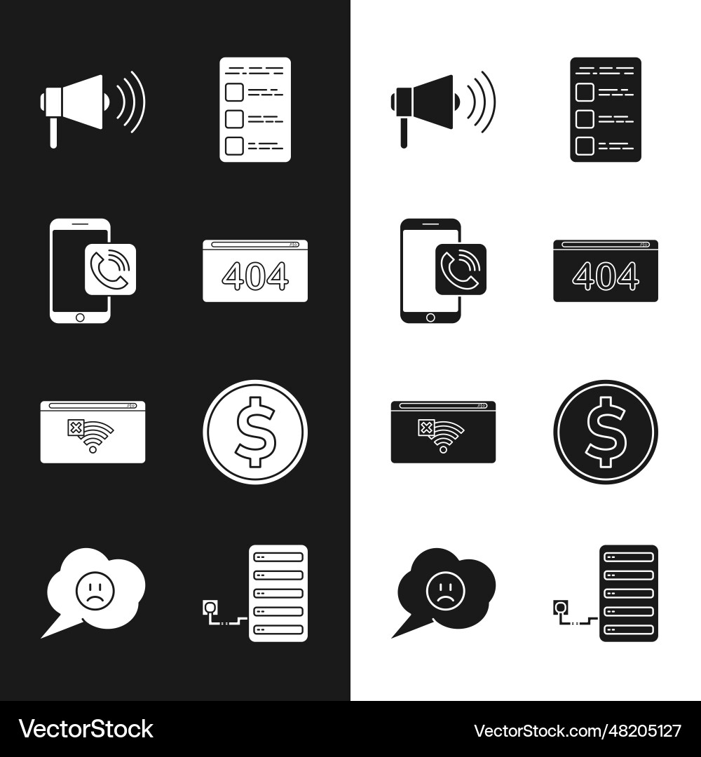 Set page with a 404 error mobile phone call Set page with a 404 error mobile phone call vector image