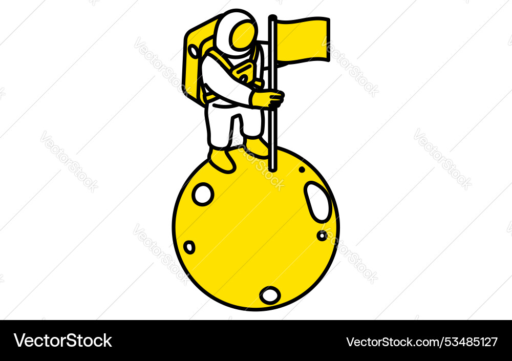 Simple line drawing of an astronaut pointing Vector Image