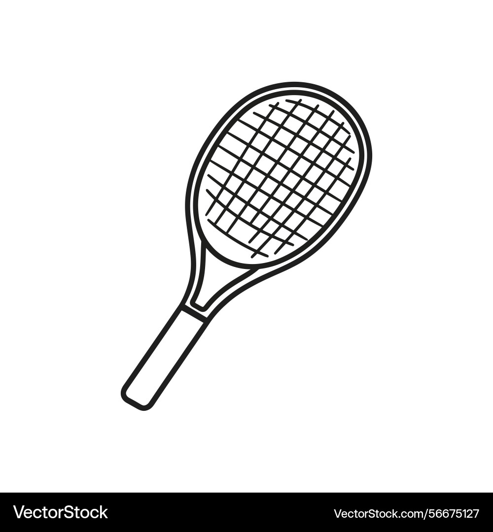 Simple tennis racket with string isolated Vector Image