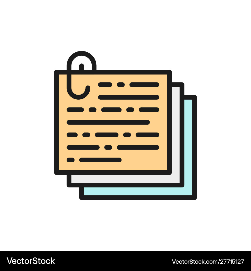 Stack notes documents with paperclip recipe Stack notes documents with paperclip recipe Vector Image
