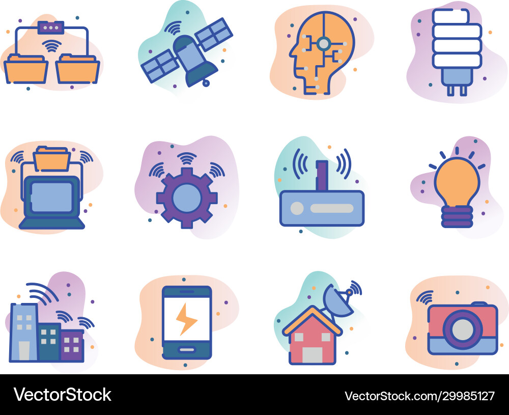 Technology and internet line fill block style icon Vector Image