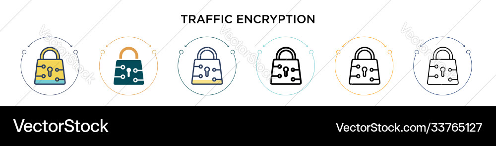 Traffic encryption icon in filled thin line Vector Image