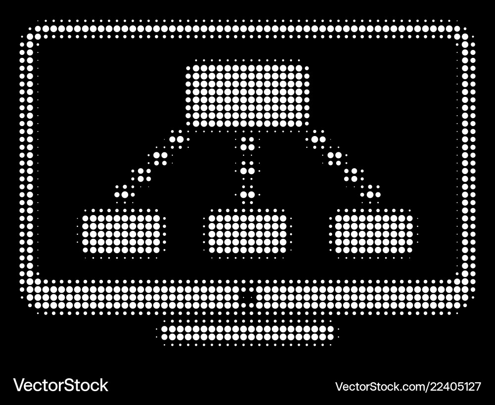 White halftone hierarchy monitoring icon White halftone hierarchy monitoring icon vector image