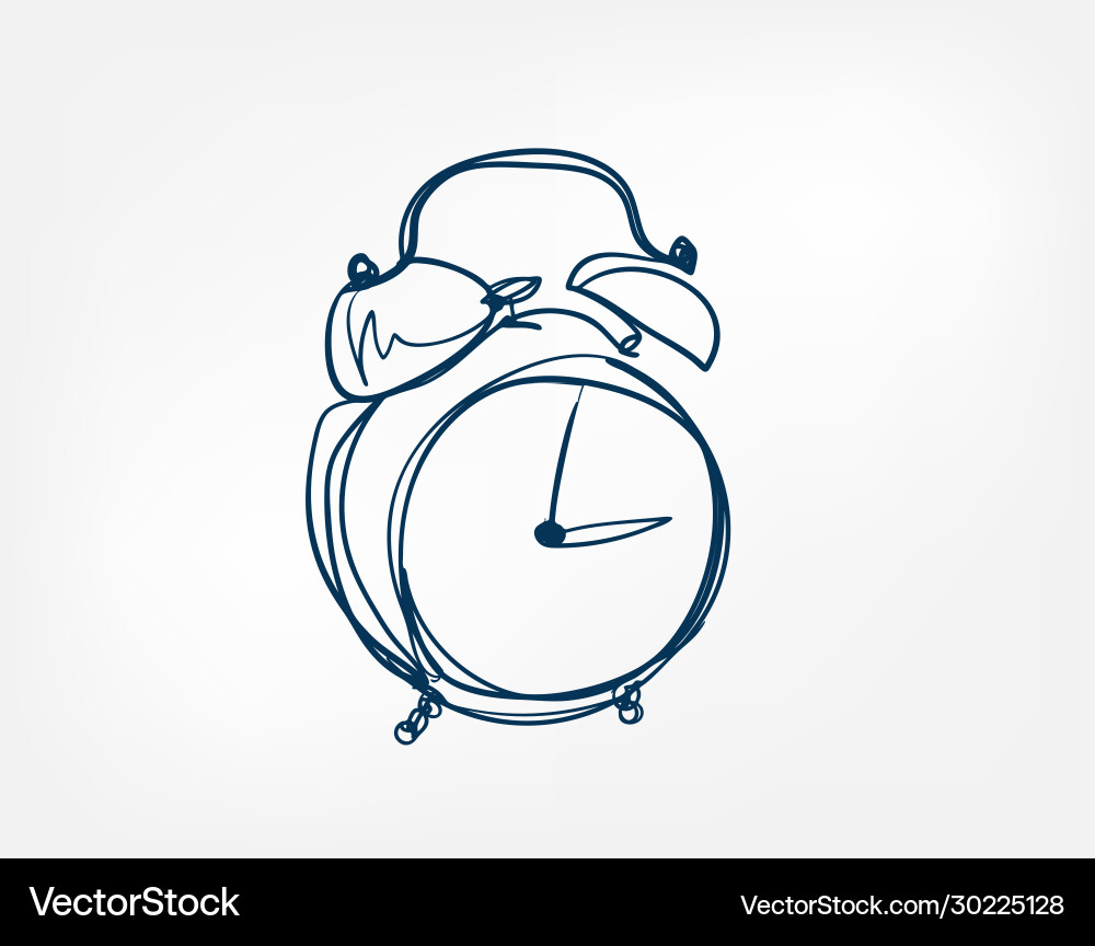 Alarm clock one line design element isolated Vector Image