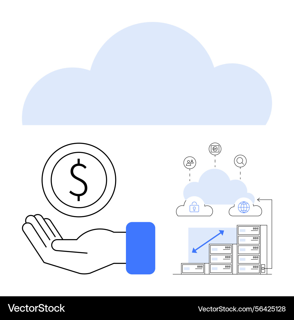 Cloud computing for financial solutions with data Cloud computing for financial solutions with data vector image