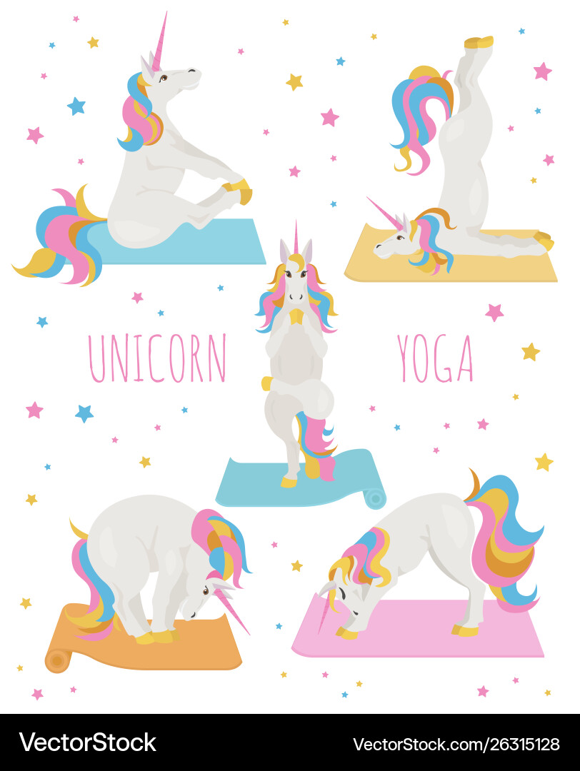 Cute Unicorn Yoga Poses vector image