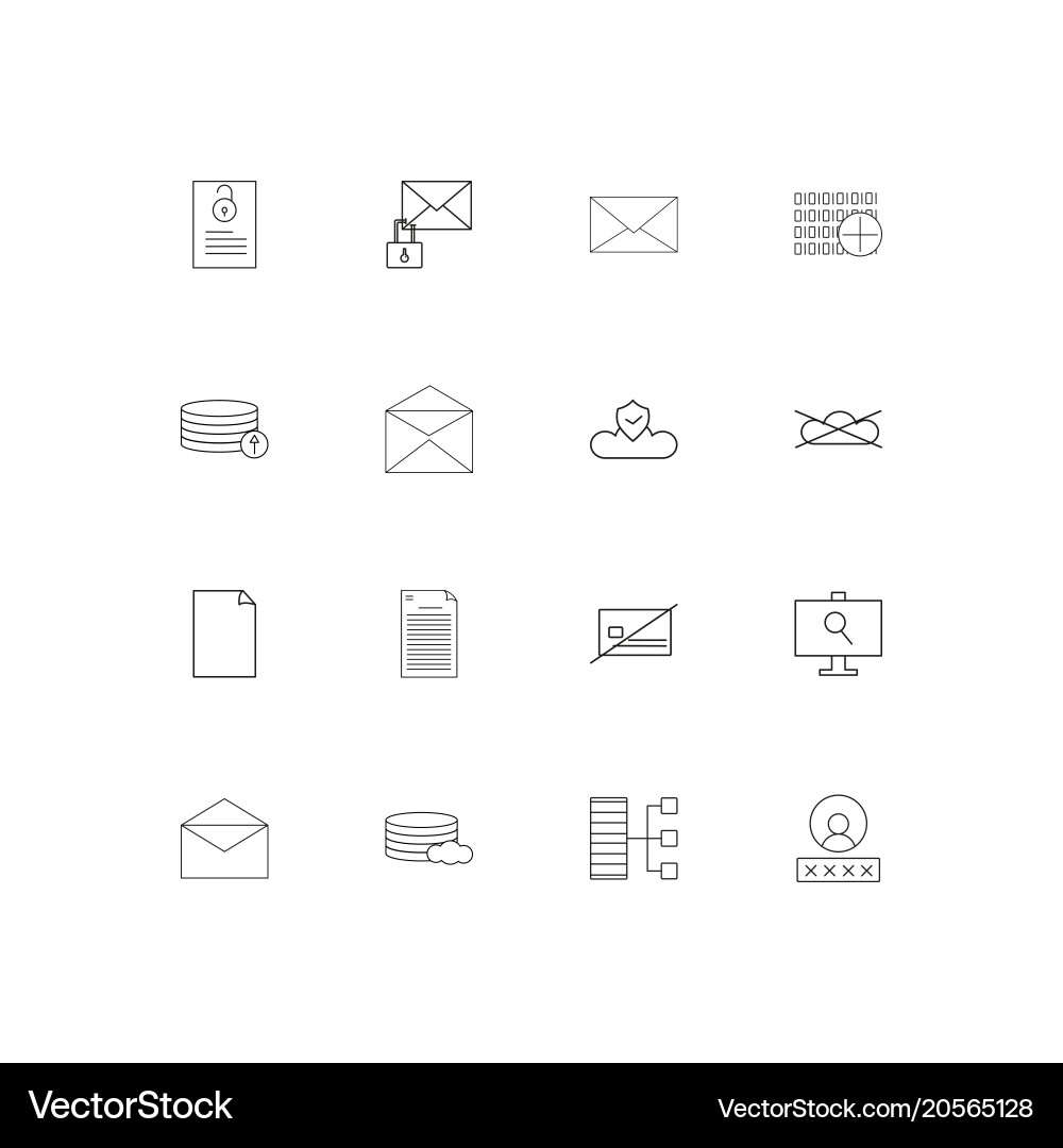 Cyber security simple linear icons set outlined vector image