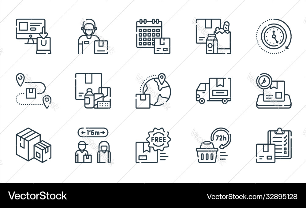Delivery line icons linear set quality Delivery line icons linear set quality Vector Image
