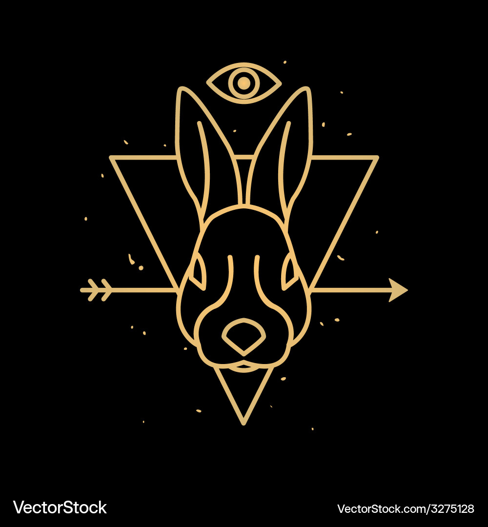Head of rabbit in triangle Royalty Free Vector Image