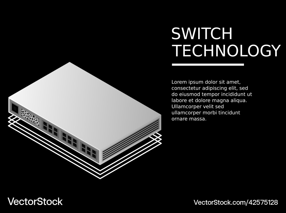 Isometric switch with up link port vector image