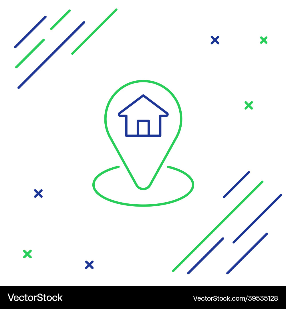 Line map pointer with house icon isolated on white Line map pointer with house icon isolated on white Vector Image