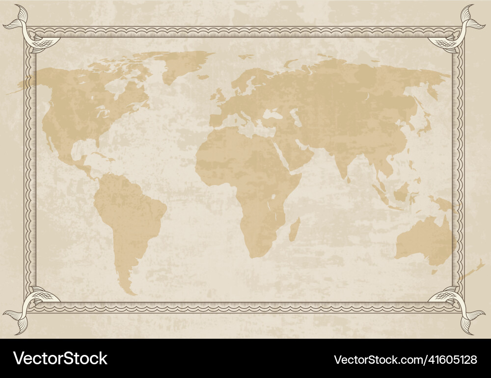 Old world map with frame retro design banner Old world map with frame retro design banner Vector Image