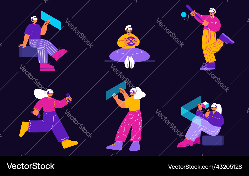 People use virtual reality glasses vector image