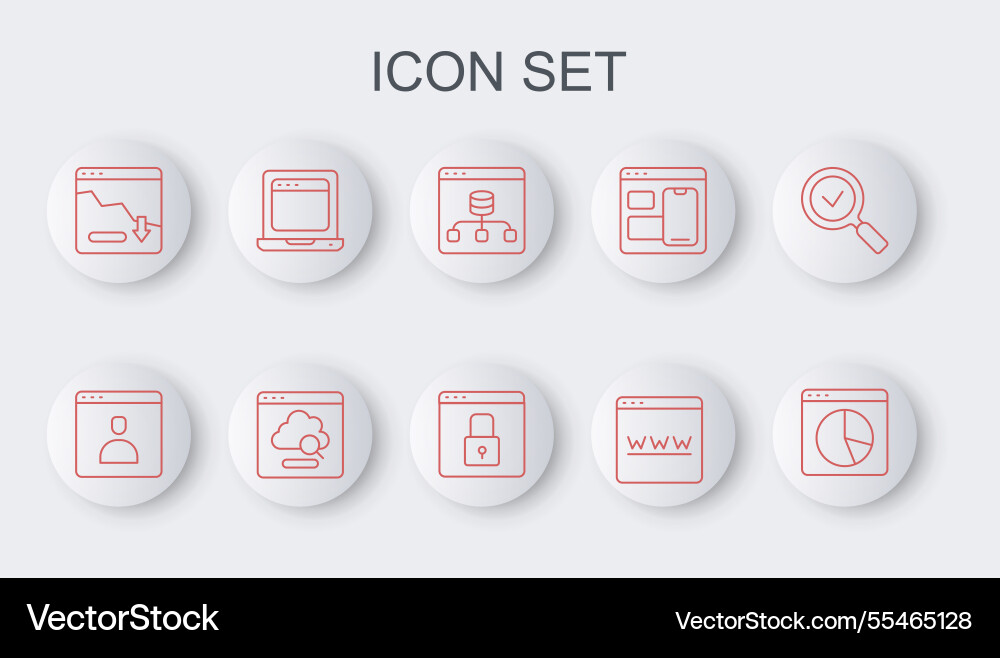 Set line graph chart infographic server data vector image