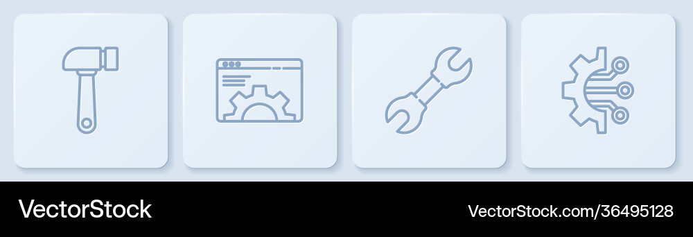 Set line hammer wrench spanner browser setting Set line hammer wrench spanner browser setting Vector Image
