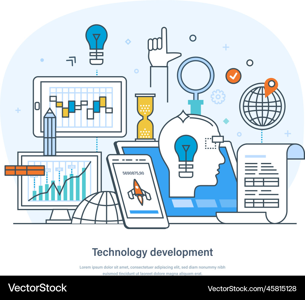 Technology software or web development and coding Technology software or web development and coding Vector Image