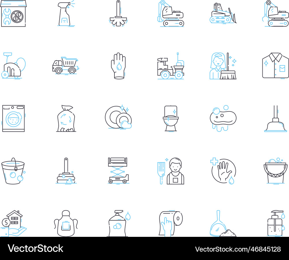 Tidying up linear icons set declutter organize Vector Image