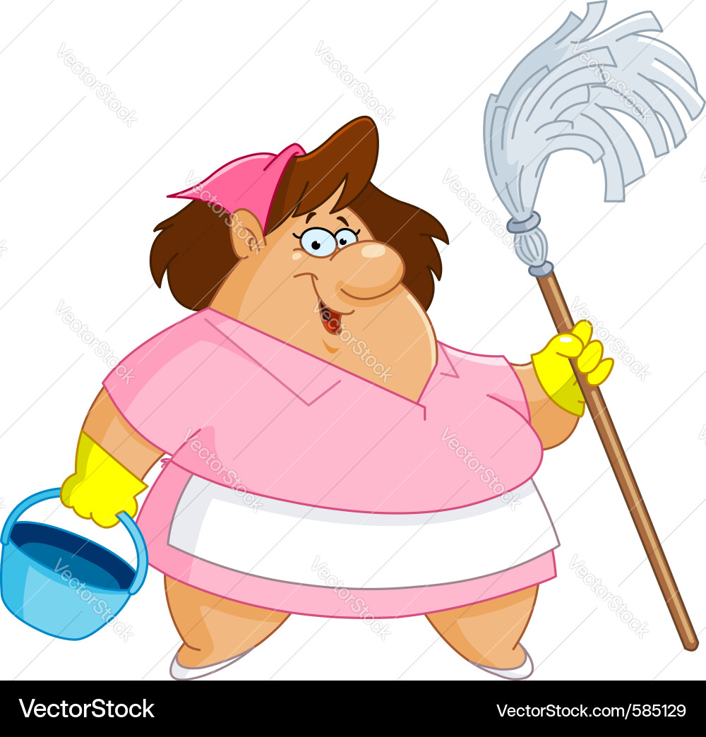 Cheerful Cleaning Woman Vector Image