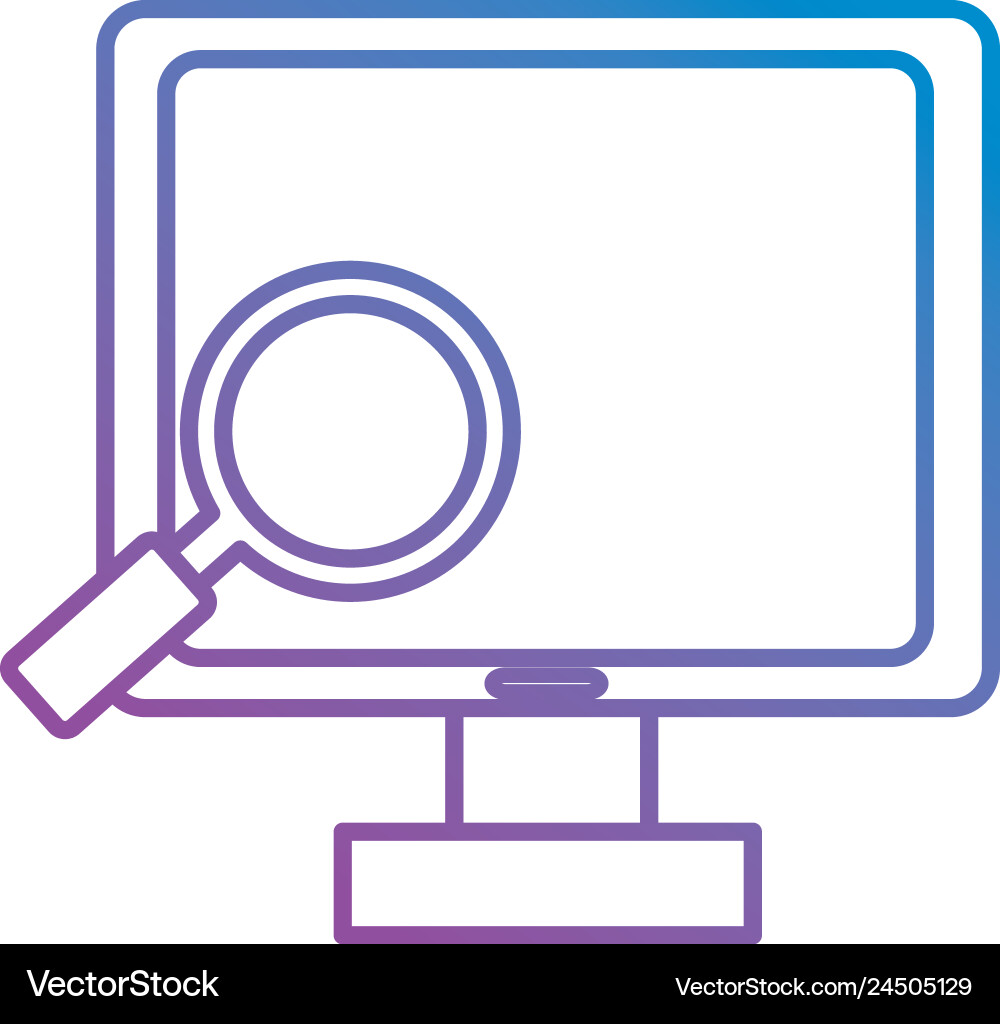 Computer display with magnifying glass vector image