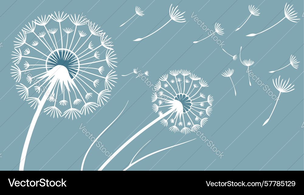Dandelion seeds floating on wind background Vector Image