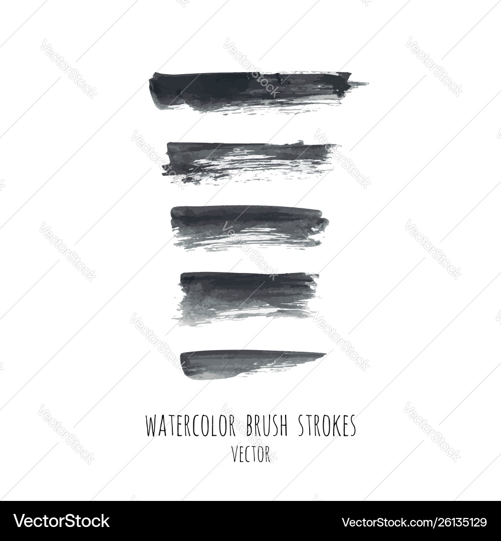 Dark black grunge watercolor ink texture set Vector Image