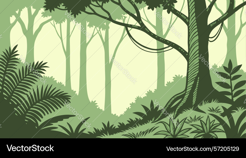 Deep forest with ancient trees landscape design Vector Image