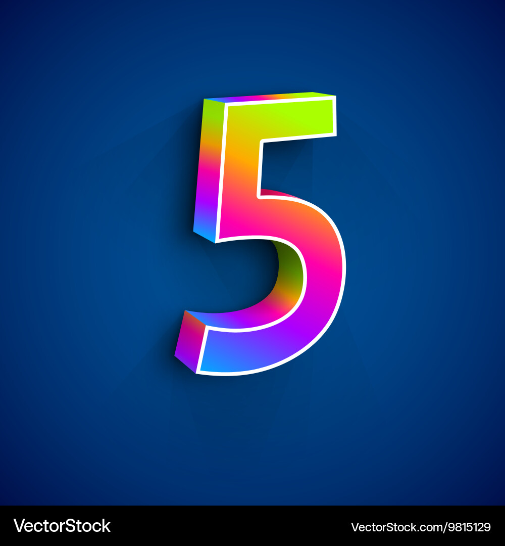 Dynamic 3D Number Five Vector Image