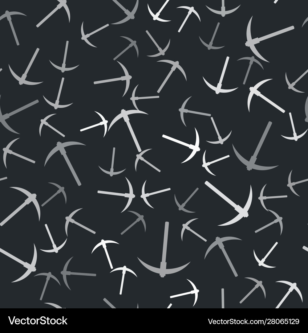 Grey pickaxe icon isolated seamless pattern vector image