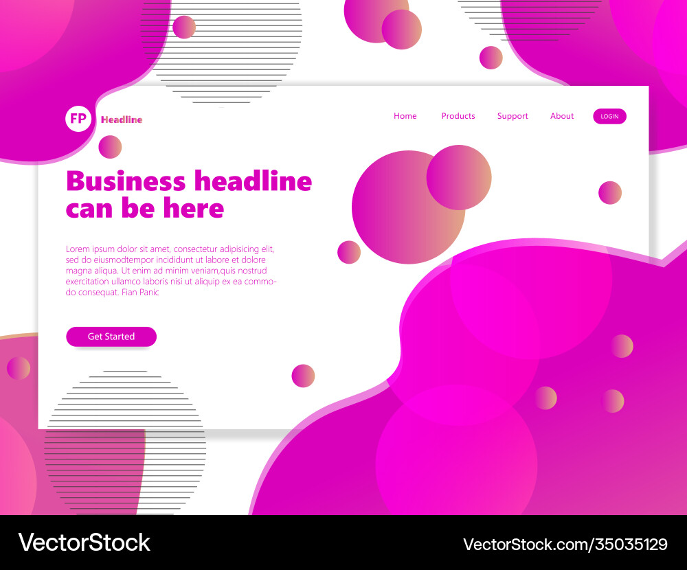 Landing page template with gradient modern webpage Landing page template with gradient modern webpage vector image