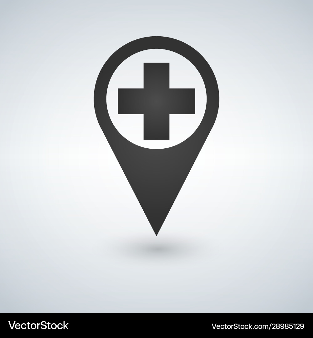 Map pointer icon with cross hospital symbol Map pointer icon with cross hospital symbol vector image