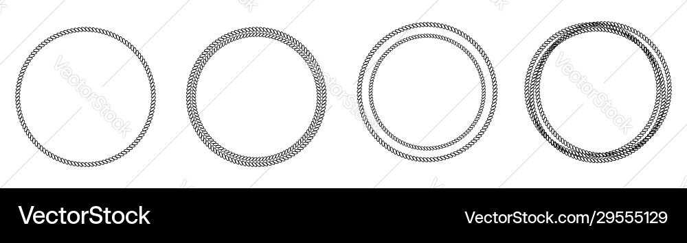 Round abstract chain frame icon set line outline vector image