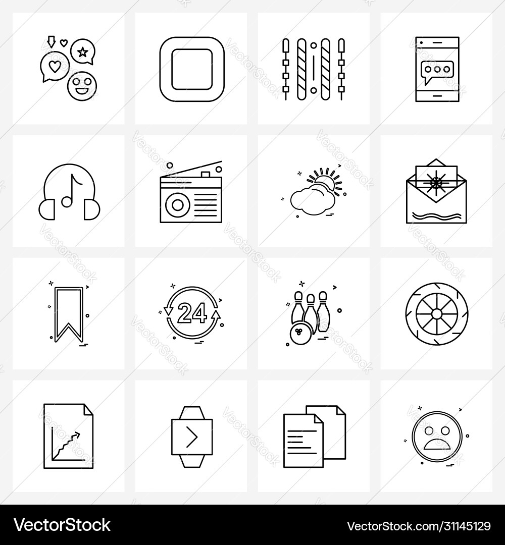 Set 16 simple line icons for web and print Vector Image