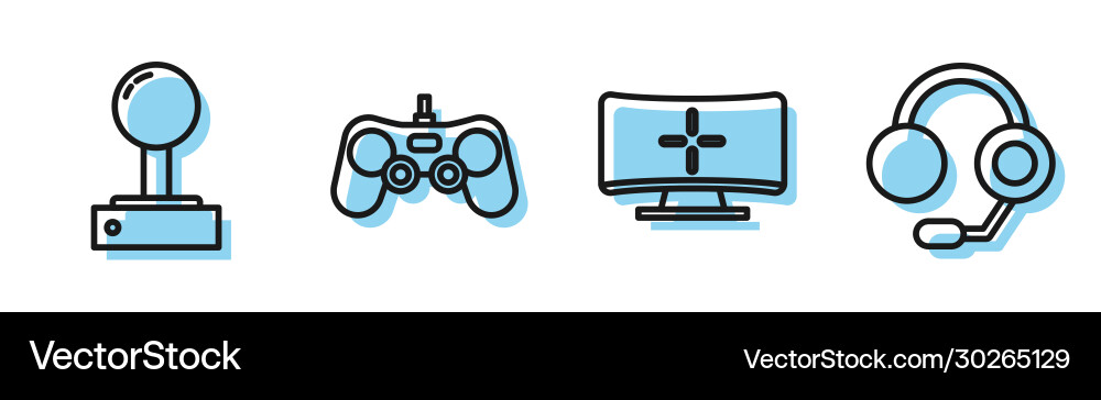 Set line computer monitor joystick for arcade Set line computer monitor joystick for arcade vector image