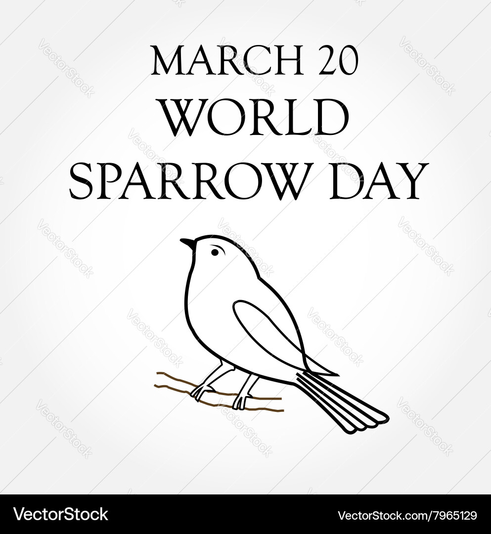Sparrow on Branch - World Sparrow Day Vector Image