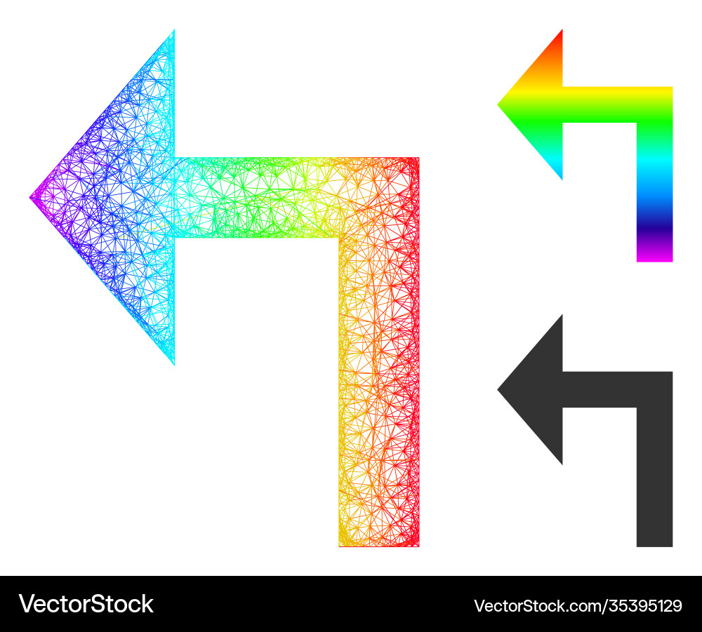 Spectral net mesh gradient turn left icon Spectral net mesh gradient turn left icon Vector Image