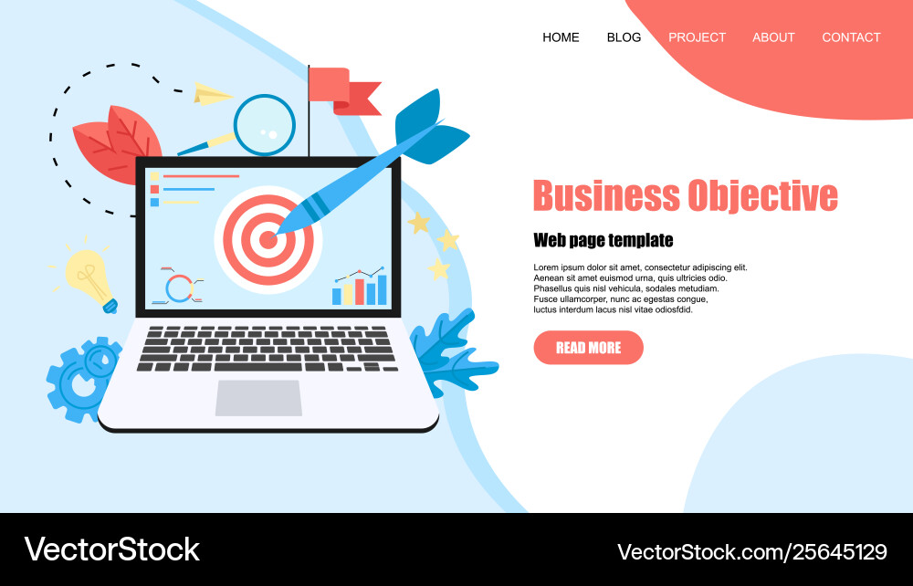 Webpage template business objective vector image