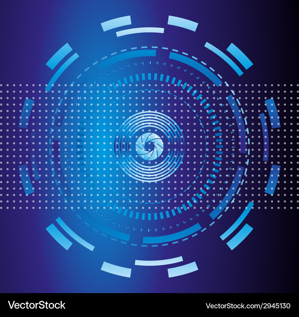 Blue abstract tech circles background design vector image