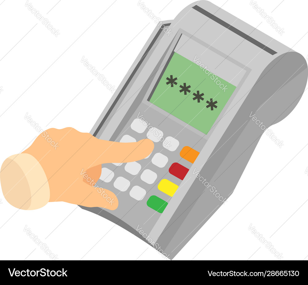 Button pos terminal icon isometric style Button pos terminal icon isometric style vector image