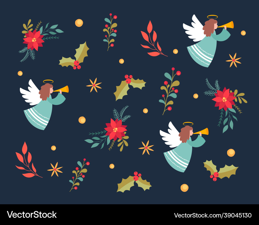 Christmas Angel Pattern vector image