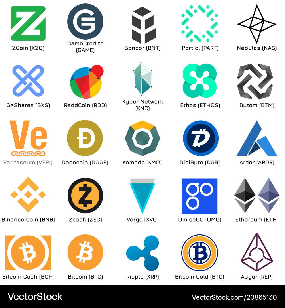 Cryptocurrency Logo Collection – Royalty-Free Vector | VectorStock