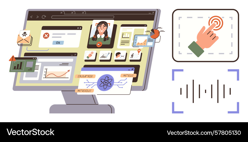 Digital interface with analytics user interaction Digital interface with analytics user interaction vector image