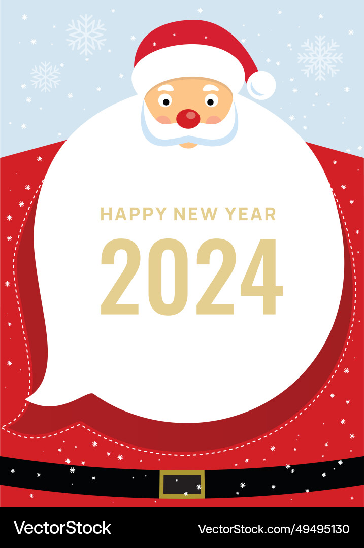 Happy new year 2024 santa christmas card Happy new year 2024 santa christmas card vector image