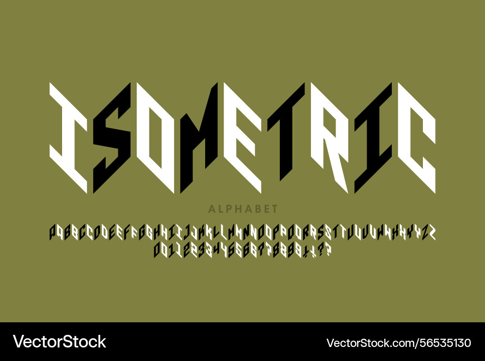 Isometric style font alphabet letters and numbers Isometric style font alphabet letters and numbers vector image