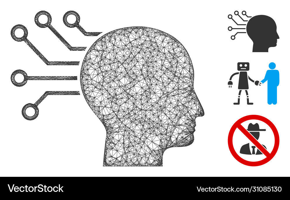 Neural interface polygonal web mesh Neural interface polygonal web mesh vector image