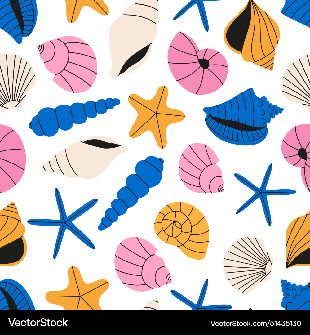 Seashells seamless pattern Vector Image