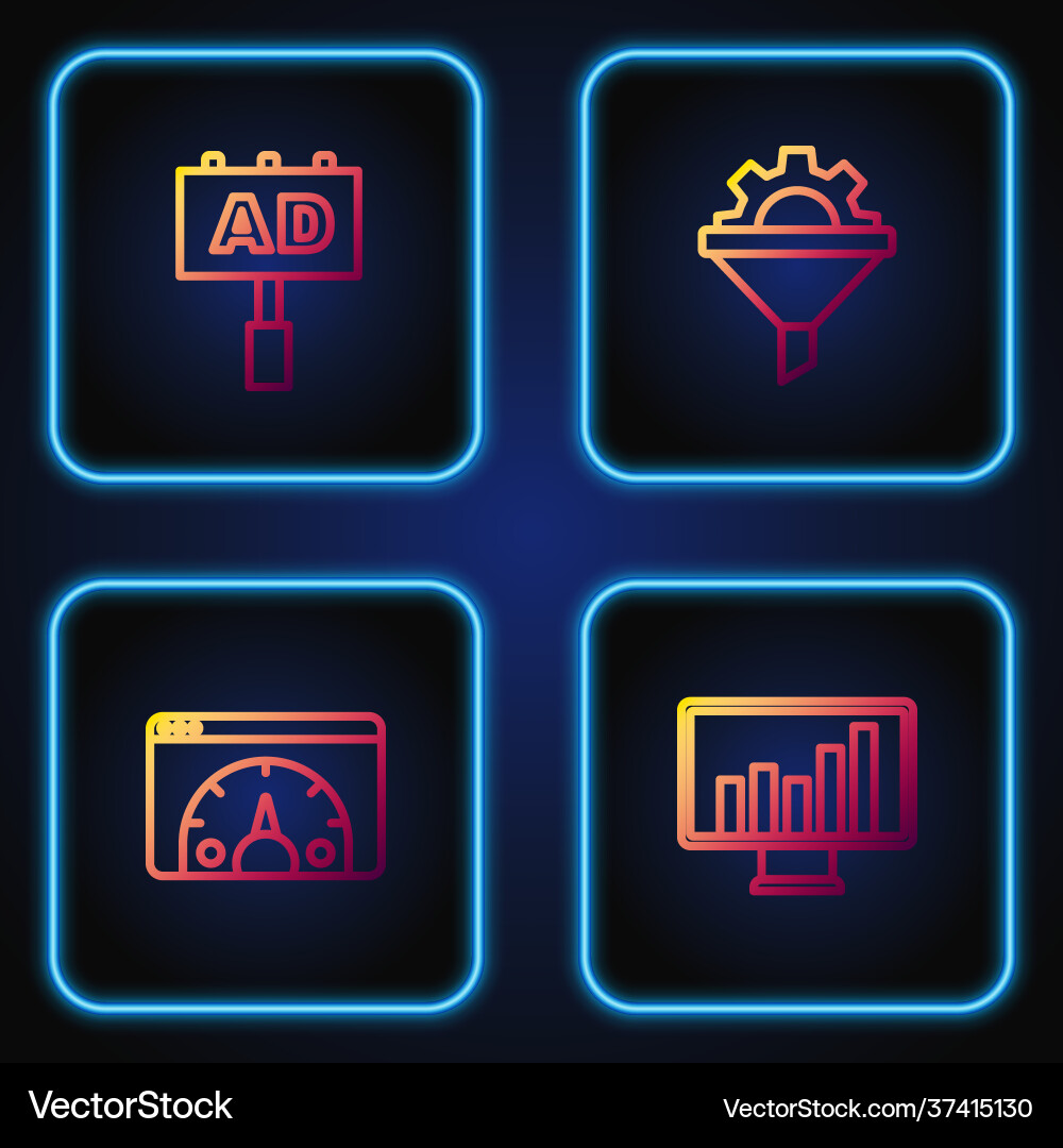 Set line monitor with graph chart website Vector Image