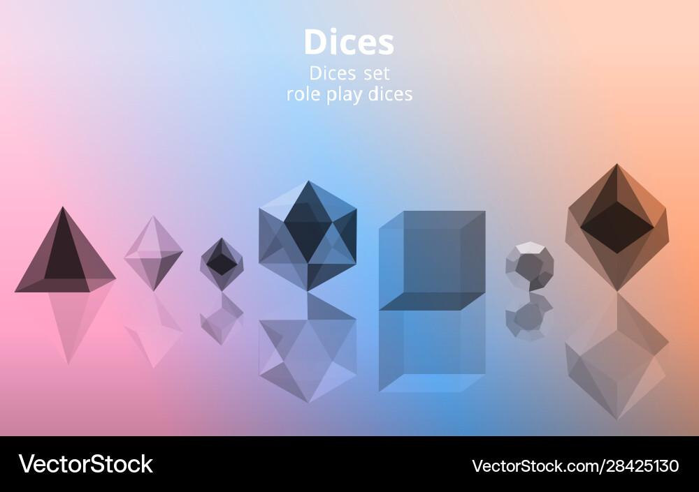Set transparent realistic diy d20 dices rpg Set transparent realistic diy d20 dices rpg vector image